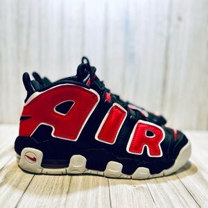 Nike Air More Uptempo Black & Red Kids Size 7Y Women’s Size 8.5 DM3190-001